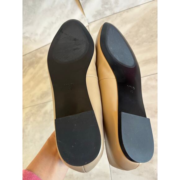 Mango MNG Women’s Goat Leather Ballet Flats Beige Size 9 Bow New - Picture 4 of 6